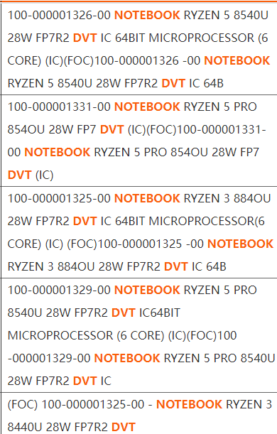 AMD銳龍8040U四款型號首次現(xiàn)身：還是Zen4