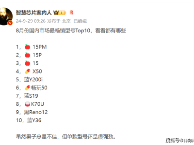 8月暢銷(xiāo)機(jī)型排行出爐：iPhone霸占前三，華為遺憾缺席榜單！