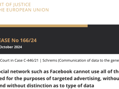 歐盟法院新裁決：Facebook數(shù)據(jù)限制用于廣告，其他社交網(wǎng)絡(luò)也將受影響？