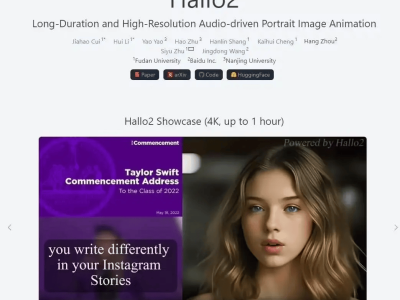 復(fù)旦攜百度首發(fā)：Hallo2模型，1小時(shí)4K視頻一鍵生成！