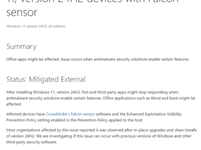 CrowdStrike再陷風波，Win11 24H2用戶遭遇應用卡死？