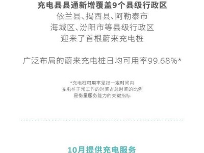 蔚來加碼換電布局：10月新增65座第四代換電站，換電網絡再升級！