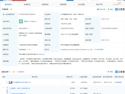 東風(fēng)康明斯在柳州設(shè)立新公司，注冊(cè)資本千萬(wàn)，專(zhuān)注汽車(chē)零部件制造與銷(xiāo)售！