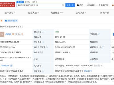 力帆新能源汽車注冊資本大幅縮減：從10億降至520萬，降幅高達99.48%