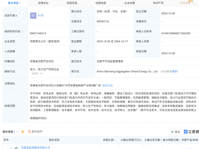 安徽皖能新設(shè)智慧能源公司，注冊(cè)資本達(dá)2億，業(yè)務(wù)布局多元