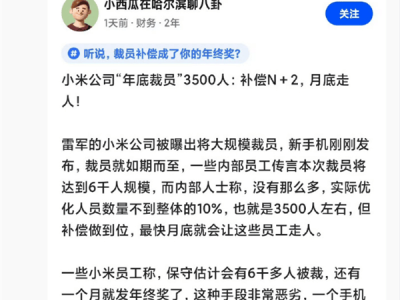 王化回應(yīng)小米裁員傳聞：造謠離譜，年終獎(jiǎng)與財(cái)年概念混淆