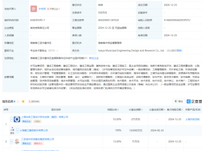 三亞新設(shè)工程設(shè)計(jì)研究公司，上海建工等巨頭聯(lián)手投資