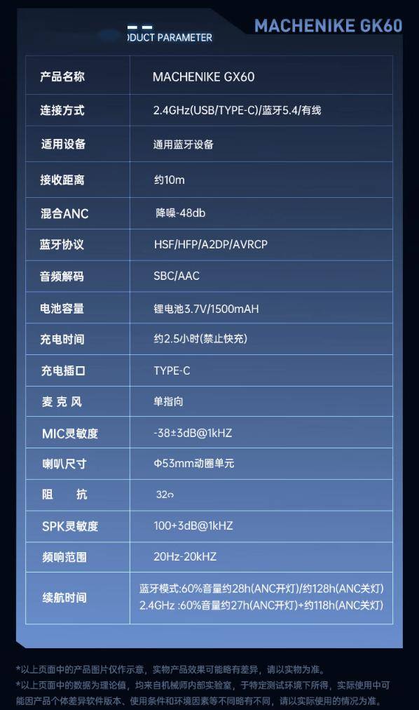 機(jī)械師GX60電競耳機(jī)參數(shù)