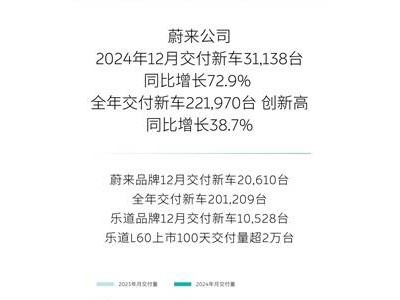 蔚來(lái)2024年銷(xiāo)量突破22萬(wàn)，純電高端市場(chǎng)獨(dú)占鰲頭！