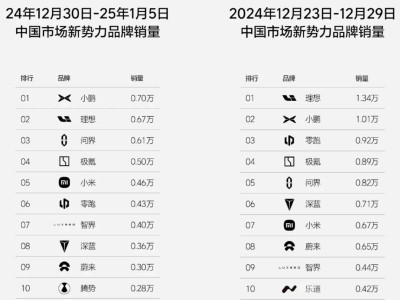 2025首周新能源車銷量大跌，理想失冠蔚來墊底，補(bǔ)貼到位能否回暖？