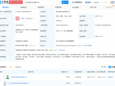 飛凱材料全資控股新公司，涉足電子專用材料研發(fā)領(lǐng)域