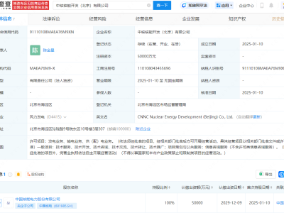 中國核電擲5億在京成立核能開發(fā)新公司，業(yè)務(wù)覆蓋發(fā)電輸電等