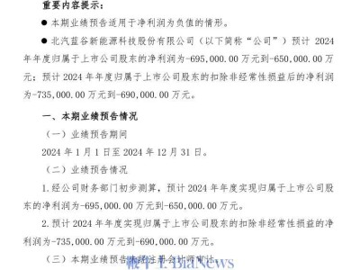 北汽藍(lán)谷2024年預(yù)計(jì)凈虧損擴(kuò)大至65億-69.5億，新能源車價(jià)格戰(zhàn)影響幾何？