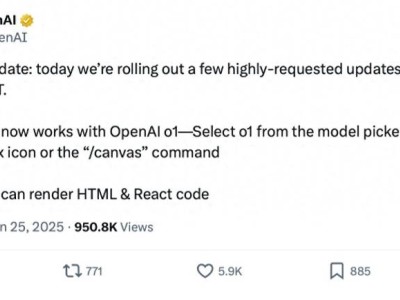 OpenAI Canvas升級：o1模型亮相，HTML與React代碼渲染功能來襲