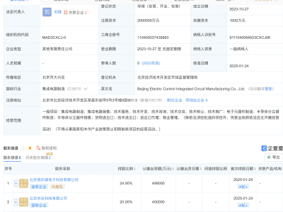 北京電控集成電路公司注冊(cè)資本大增，躍升至200億人民幣！