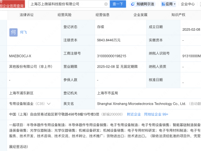 張江高科等聯(lián)手成立新公司，涉足半導(dǎo)體器件專用設(shè)備制造領(lǐng)域